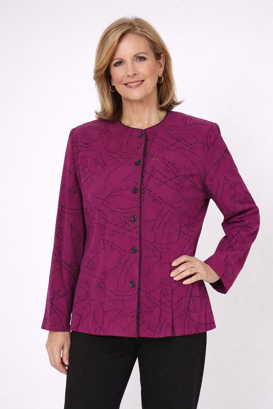 Notations Vintage Purple Button Up Jacket Womens Medium Shacket Shirt
